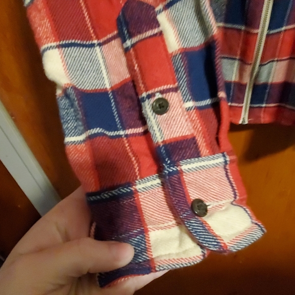 VINTAGE Chaps  ZIP FRONT Plaid Long Sleeve SHACKET SZ Large - Picture 2 of 4